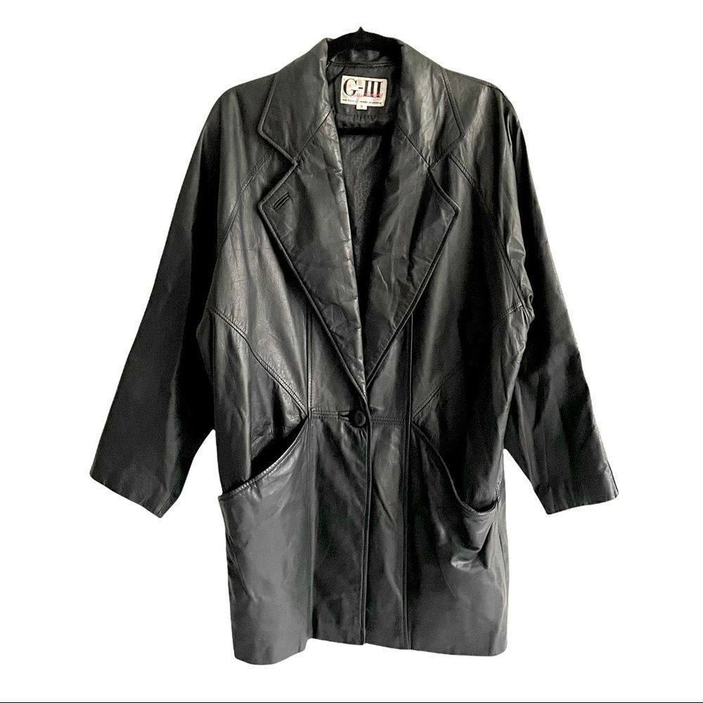 G-III Leather Fashions Vintage Leather Jacket Coat Black S